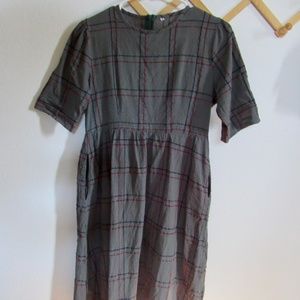 Green Plaid Dress with Pockets